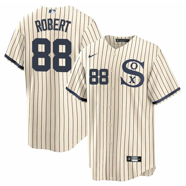 Men Chicago White Sox 88 Robert Cream stripe Dream version Game Nike 2021 MLB Jersey